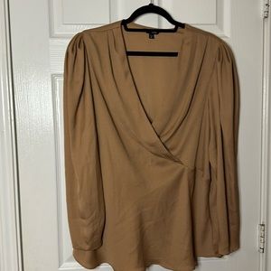 Gold v-neck long sleeve Express Blouse